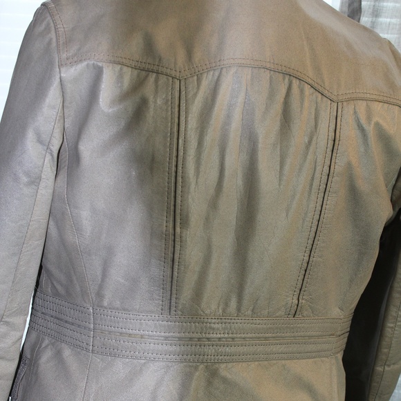 VINTAGE FI GRAYISH TONE LEATHER JACKET - Picture 6 of 8